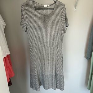 GAP Heather Gray Ribbed Midi Dress
